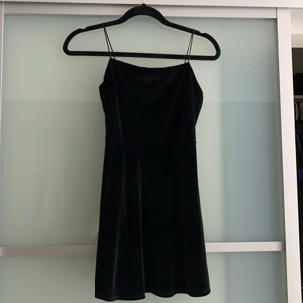 Urban outfitters black velvet mini dress